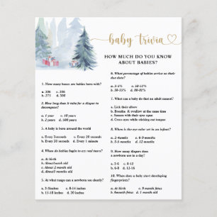 Winter Baby Trivia Baby Shower Game