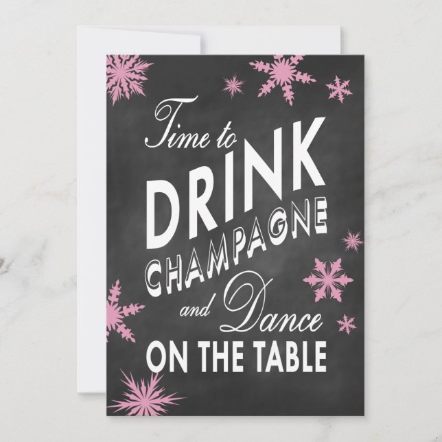 Winter Bachelorette Time to Drink Champagne Invitation (Front)