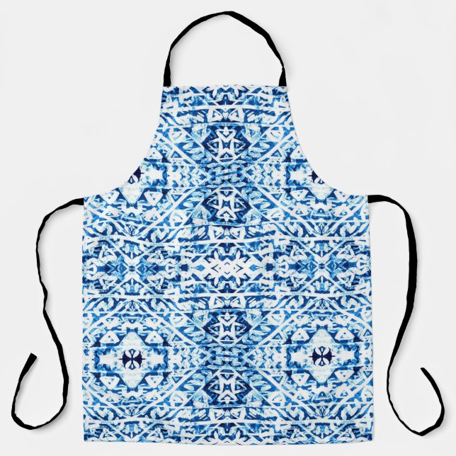 Winter Background. Watercolor Hand Painted Blue In Apron (Front)