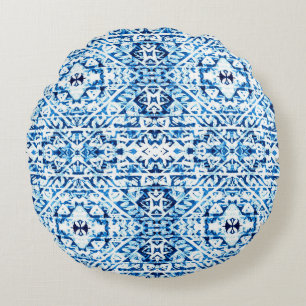 Winter Background. Watercolor Hand Painted Blue In Round Cushion