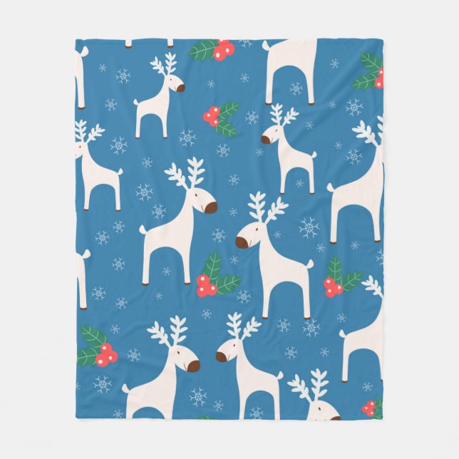 Winter background with deers ( seamless pattern)an fleece blanket (Front)