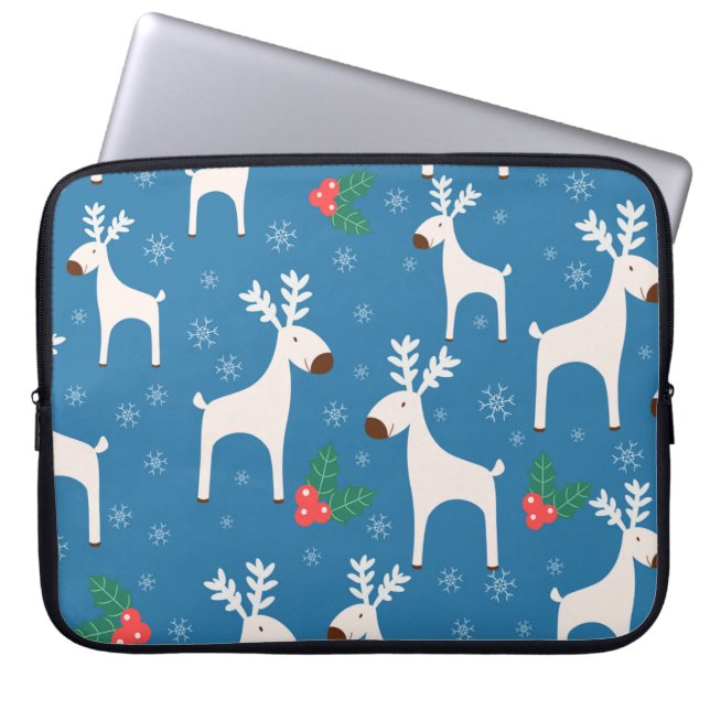 Winter background with deers ( seamless pattern)an laptop sleeve (Front)