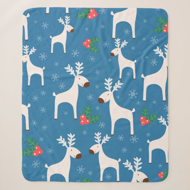 Winter background with deers ( seamless pattern)an sherpa blanket (Front)
