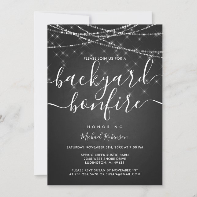 Winter Backyard Bonfire Birthday Invitation (Front)
