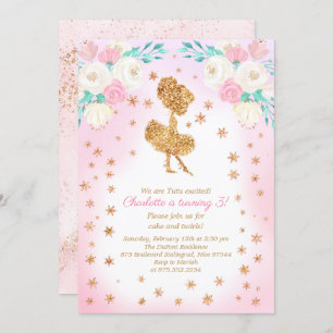 Winter Ballerina Glitter Birthday Invitation