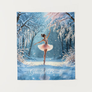 Winter ballet ice dance frosty forest view tapestry