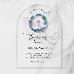 winter baptism acrylic invitations