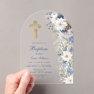 Winter Baptism Clear Acrylic Invitations