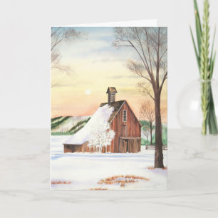 Winter Barn Christmas Holiday Card
