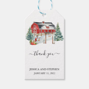 Winter Barn Christmas Wedding Thank you Gift Tags