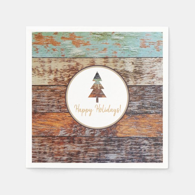 Winter Barn, Happy Holidays Napkin (Front)