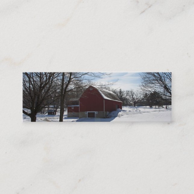 Winter Barn Mini Bookmark Business card (Front)