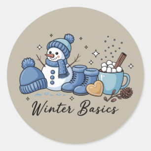 Winter Basics Snowman Christmas Weather Cosy  Classic Round Sticker