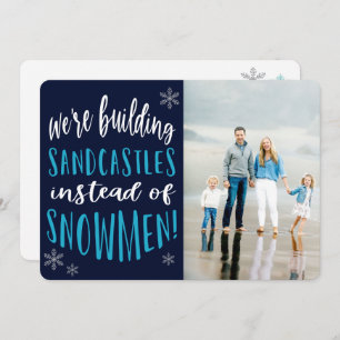 Winter Beach Christmas Photo Flat Holiday Card