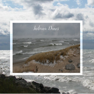 Winter Beach, Waves, Lake Michigan Indian Dunes Postcard