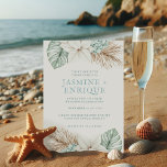 Winter Beach Wedding Invitation<br><div class="desc">Invite your friends and family to your winter beach wedding with this beautiful watercolor tropical leaves and poinsettia invitation. Colours used include,  slate blue,  forest green,  ivory and tan.</div>