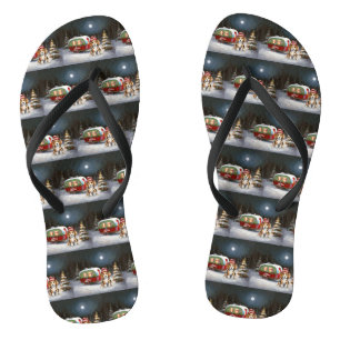 Winter Beagle Caravan Christmas Adventure  Thongs