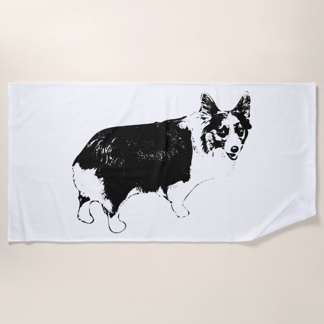 Winter-Beam Corgi Smile Beach Towel (Front)
