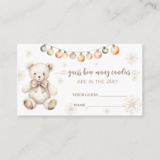 Winter Bear Baby Shower guess how many candies Enclosure Card