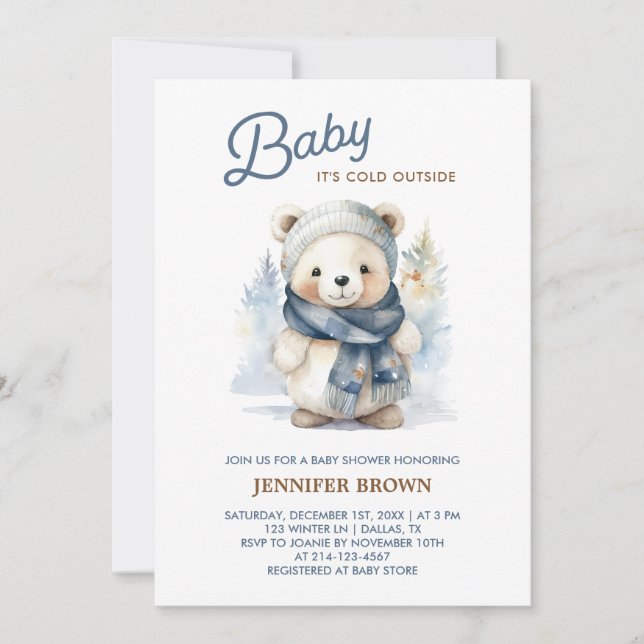 Winter Bear Baby Shower Invitation (Front)