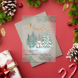 Winter Bear Bearly Wait Baby Shower  Acrylic Invitations