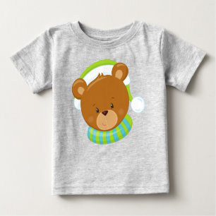 Winter Bear, Cute Bear, Brown Bear, Bear With Hat Baby T-Shirt