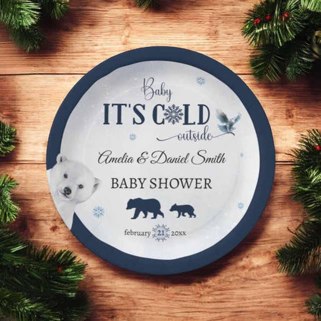 Winter Bear Family Baby Cold Outside Owl  Paper Plate (Creator Uploaded)