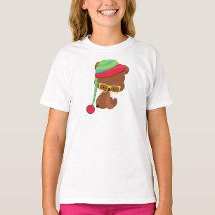 Winter Bear, Hipster Bear, Bear With Glasses, Hat T-Shirt