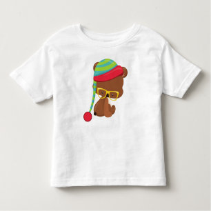 Winter Bear, Hipster Bear, Bear With Glasses, Hat Toddler T-Shirt