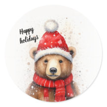 Winter Bear in a Cosy Red Hat 