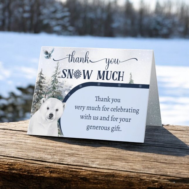 Winter Bear Owl Snow Much Baby Shower Fold Thank You Card (Creator Uploaded)