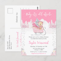 Winter Bear Pink Sleigh Baby Shower