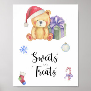 Winter bear, sweets and treats baby shower poster