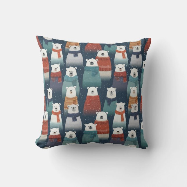 Winter Bear Throw Pillow (Front)