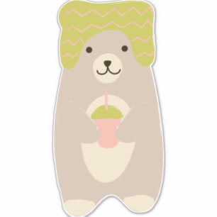 Winter Bear Wearing Wool Hat Cute Baby Nursery