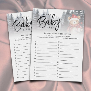 Winter Bear What Baby Item Baby Shower Game Enclosure Card
