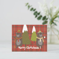 Winter Bear White Christmas Red Buffalo Plaid