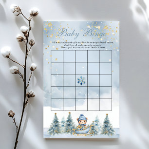 Winter Bear Wonderland Boy Baby Shower Bingo Game