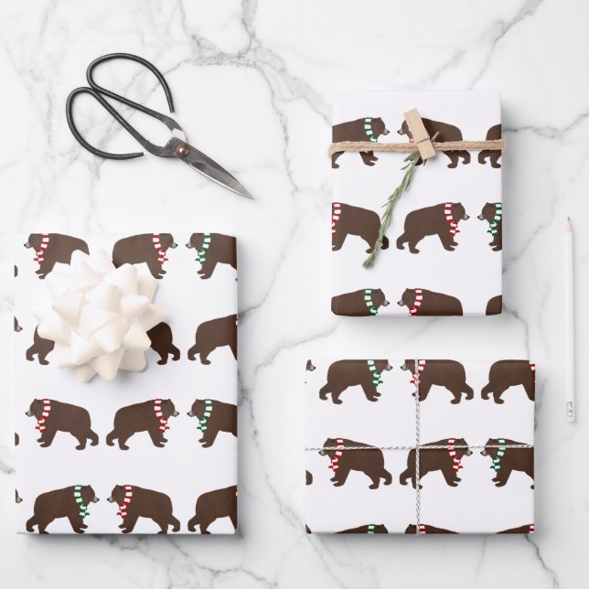 Winter Bears Wrapping Paper Sheets (Front)