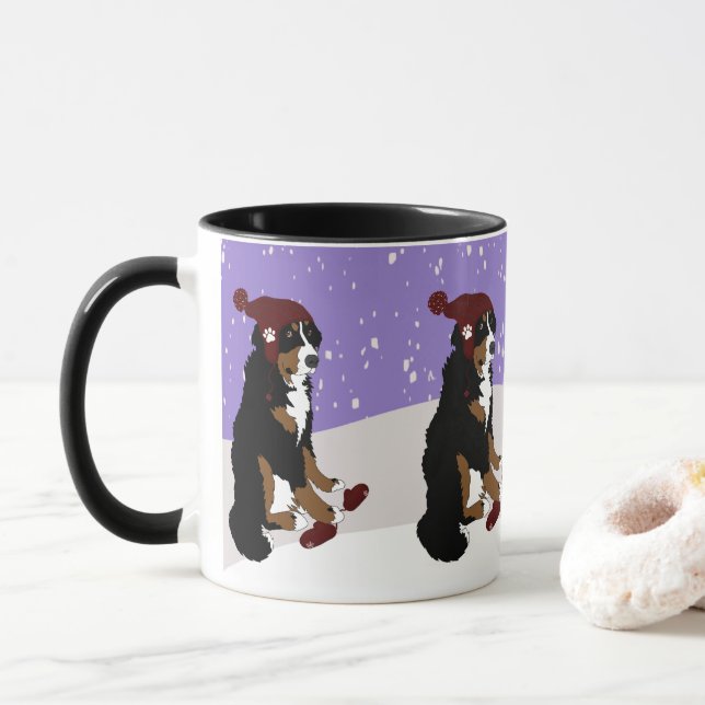 Winter Bernese Mountain Dog  Mug (With Donut)