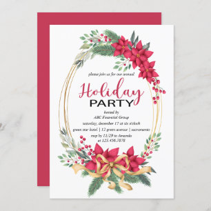Winter Berries And Greenery Holiday Party Invitation