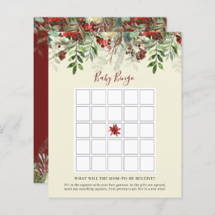 Winter Berries Baby Shower Bingo Game Card