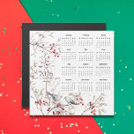 Winter Berries Birds Christmas 2026 Calendar<br><div class="desc">A magnet card with a calendar. 
Features an elegant wintery scene adorned with red berries and a charming pair of birds perched on delicate branches.</div>