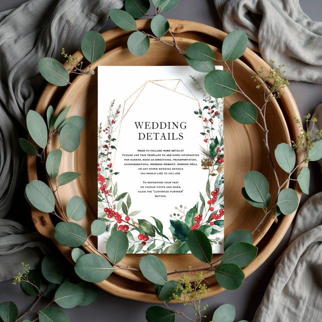Winter Berries Botanical Greenery Wedding Details Enclosure Card (Creator Uploaded)