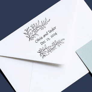 Winter Berries Botanical Vintage Save the Date Self-inking Stamp