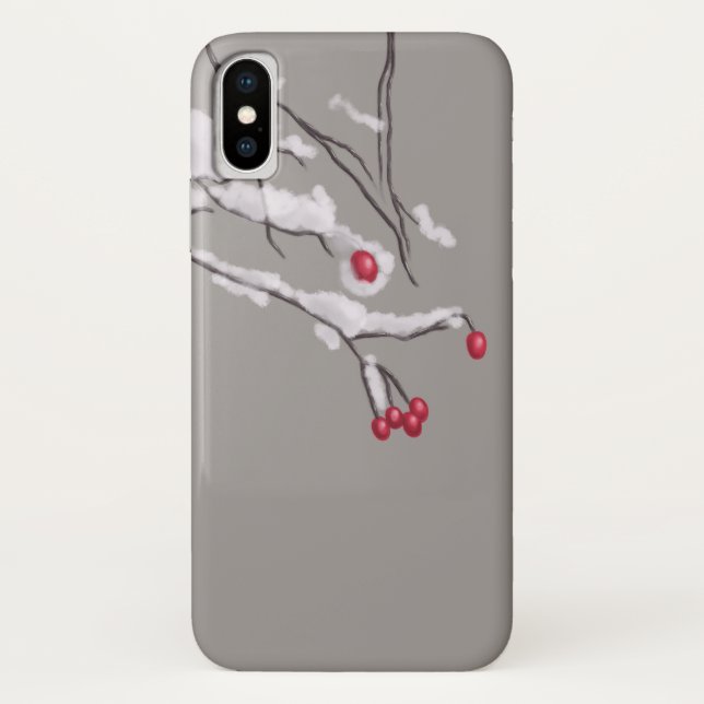 Winter Berries Branches Covered In Snow Case-Mate iPhone Case (Back)