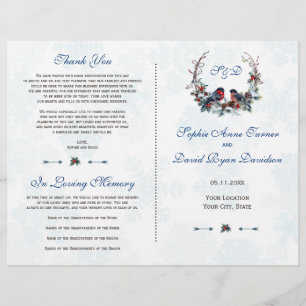 Winter Berries Bullfinch Wreath Wedding Program