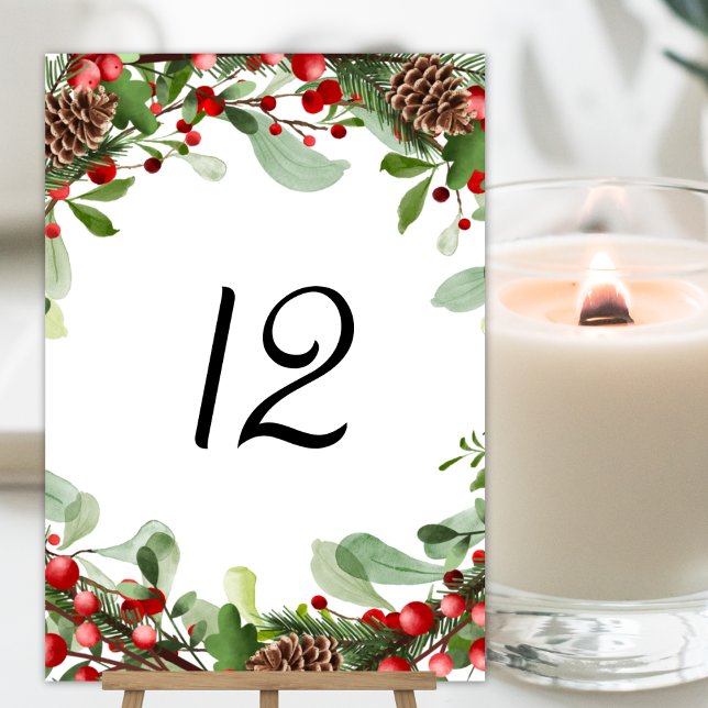  Winter Berries Christmas Wedding Table Number (Creator Uploaded)