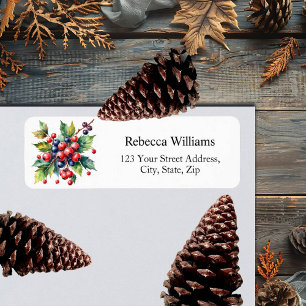 Winter Berries Elegant Return Address Label