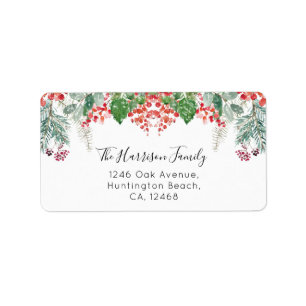 Winter Berries Greenery Christmas Address Label